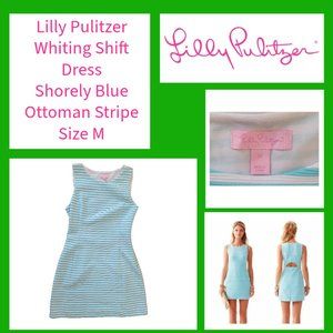 Lilly Pulitzer Whiting Shift Dress Shorely Blue Ottoman Stripe - Size M